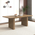 Modern Dining Table for 6-10 People, Wood Kitchen Table with Double Robust Pedestal, Wooden Dinner Table for Dining Room