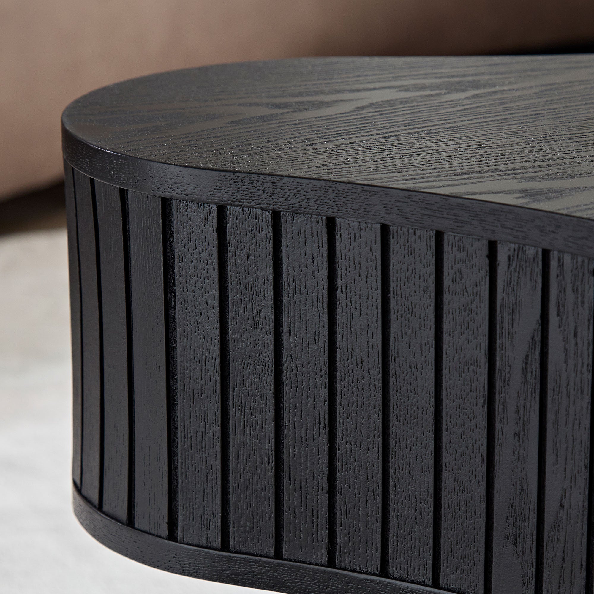 42.52 Inch Modern Wooden Handcraft Drum Coffee Table Irregular Shaped Coffee Table for Living Room,Small Coffee Table with Sturdy Pedestal