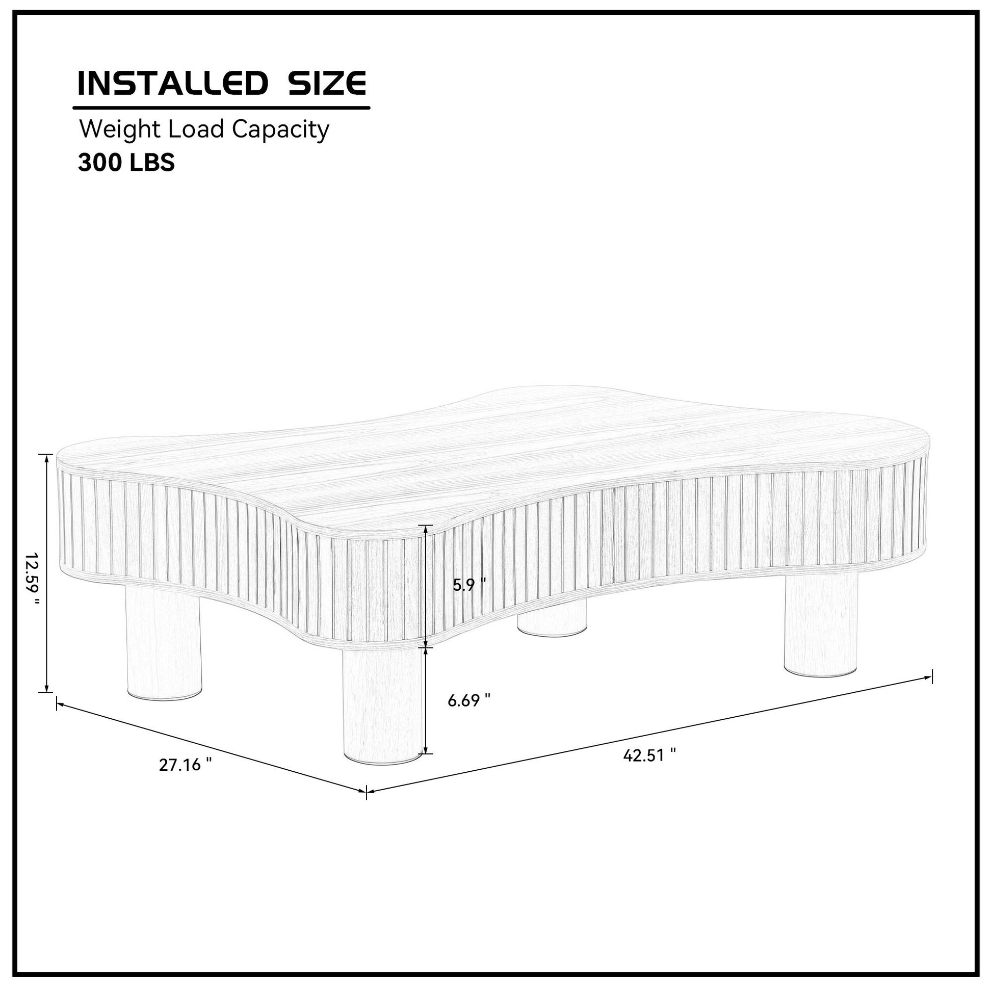 42.52 Inch Modern Wooden Handcraft Drum Coffee Table Irregular Shaped Coffee Table for Living Room,Small Coffee Table with Sturdy Pedestal