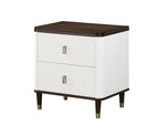 Modern Design White and Brown Finish 2-Drawers Nightstand with USB Port Durable Wooden Bedroom Furniture 1pc