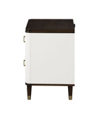 Modern Design White and Brown Finish 2-Drawers Nightstand with USB Port Durable Wooden Bedroom Furniture 1pc