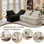 [NEW ARRIVED] [VIDEO PROVIDED]Modular Sofa,No Armrests,At will DIY,Corduroy ,Neck Pillow-Back Lounge Sofa Chair,Reading Nook, or Apartment Living, Lumbar Pillow,4 Seats,Upholstered,Beige,Black