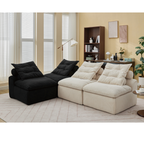 [NEW ARRIVED] [VIDEO PROVIDED]Modular Sofa,No Armrests,At will DIY,Corduroy ,Neck Pillow-Back Lounge Sofa Chair,Reading Nook, or Apartment Living, Lumbar Pillow,4 Seats,Upholstered,Beige,Black