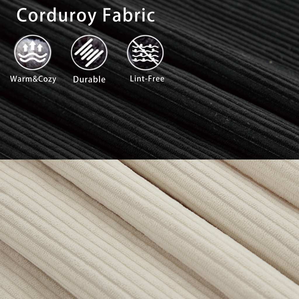 [NEW ARRIVED] [VIDEO PROVIDED]Modular Sofa,No Armrests,At will DIY,Corduroy ,Neck Pillow-Back Lounge Sofa Chair,Reading Nook, or Apartment Living, Lumbar Pillow,4 Seats,Upholstered,Beige,Black