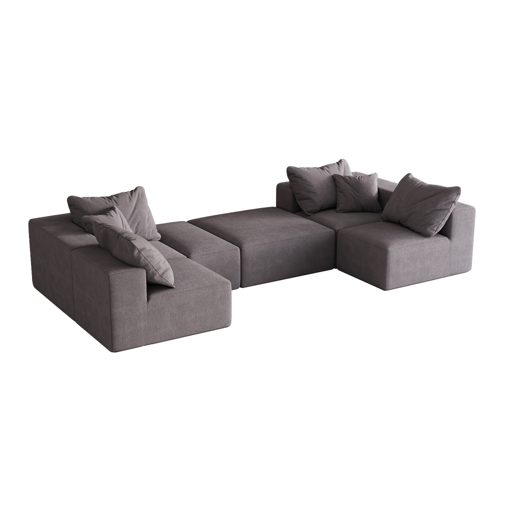 Modern Upholstered Sectional Boneless Couch Set,Modular 132' L Shaped Sectional Living Room Sofa Set With 6 Pillows,Free Combination Sofa Couch for Living Room,Bedroom