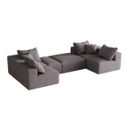 Modern Upholstered Sectional Boneless Couch Set,Modular 132' L Shaped Sectional Living Room Sofa Set With 6 Pillows,Free Combination Sofa Couch for Living Room,Bedroom