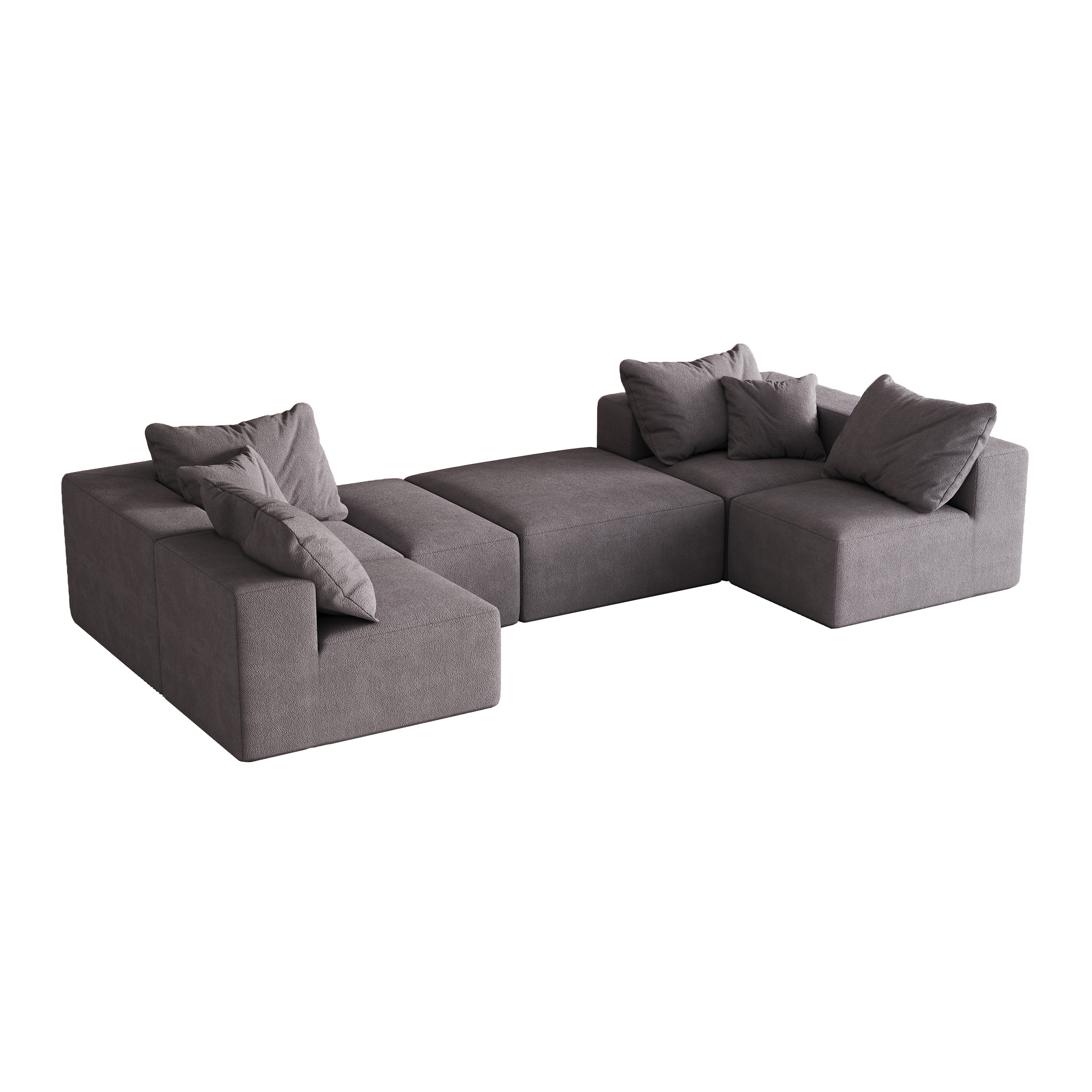 Modern Upholstered Sectional Boneless Couch Set,Modular 132' L Shaped Sectional Living Room Sofa Set With 6 Pillows,Free Combination Sofa Couch for Living Room,Bedroom