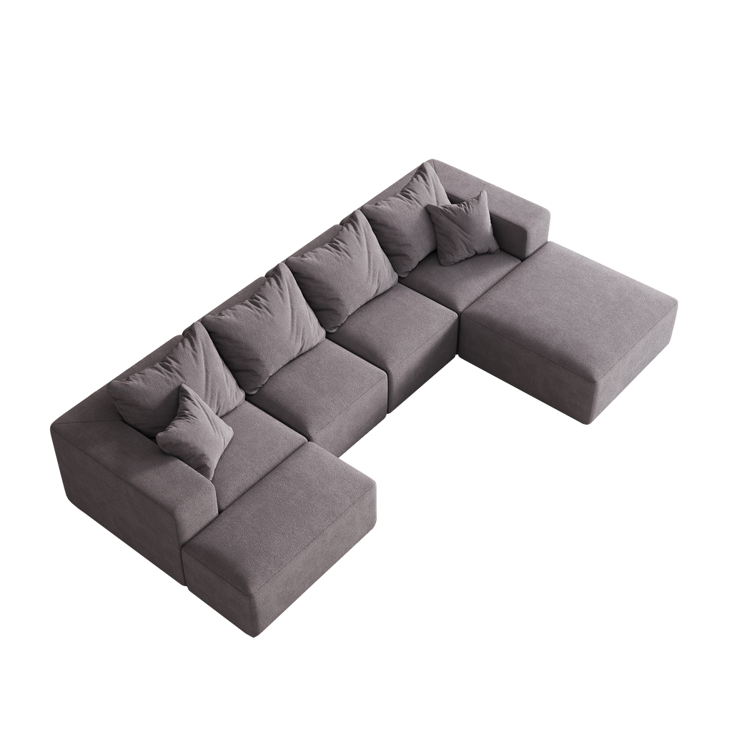Modern Upholstered Sectional Boneless Couch Set,Modular 132' L Shaped Sectional Living Room Sofa Set With 6 Pillows,Free Combination Sofa Couch for Living Room,Bedroom