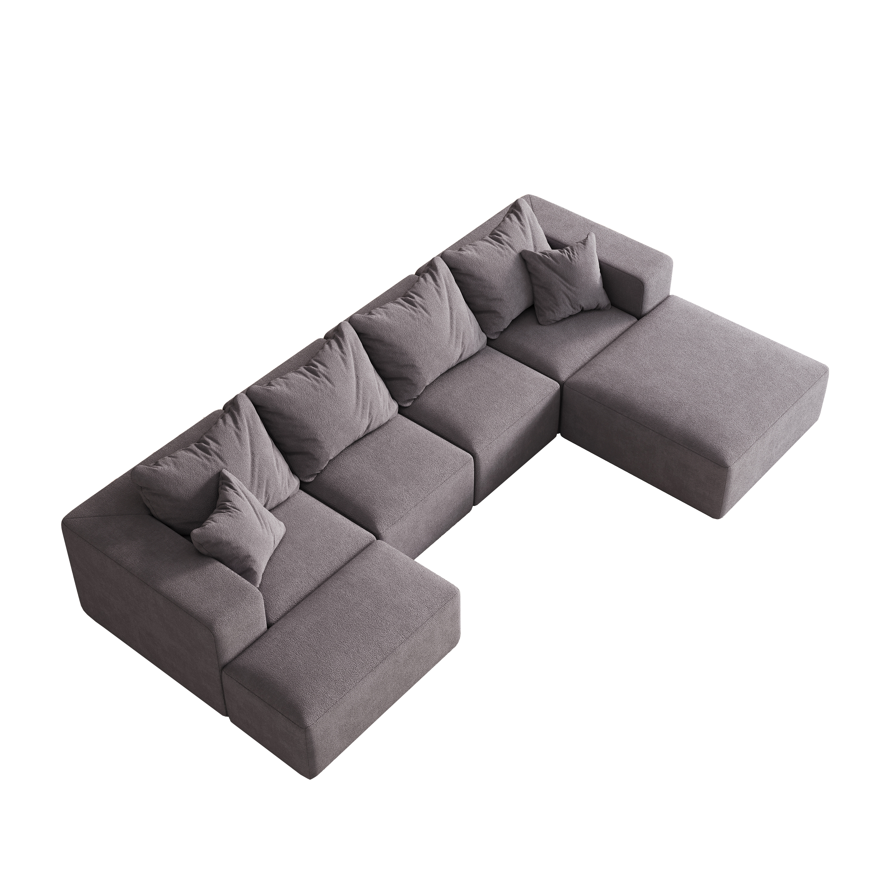 Modern Upholstered Sectional Boneless Couch Set,Modular 132' L Shaped Sectional Living Room Sofa Set With 6 Pillows,Free Combination Sofa Couch for Living Room,Bedroom