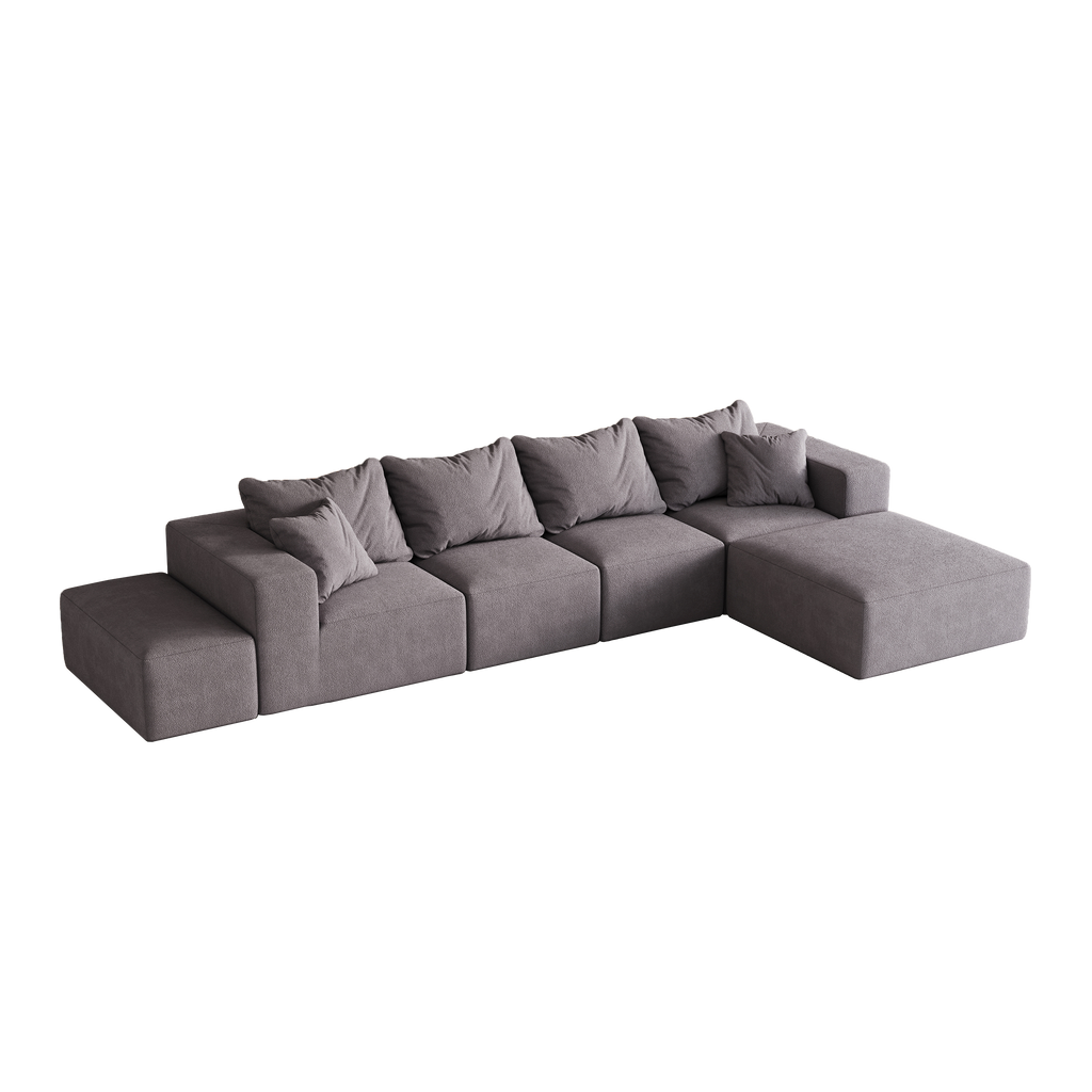 Modern Upholstered Sectional Boneless Couch Set,Modular 132' L Shaped Sectional Living Room Sofa Set With 6 Pillows,Free Combination Sofa Couch for Living Room,Bedroom