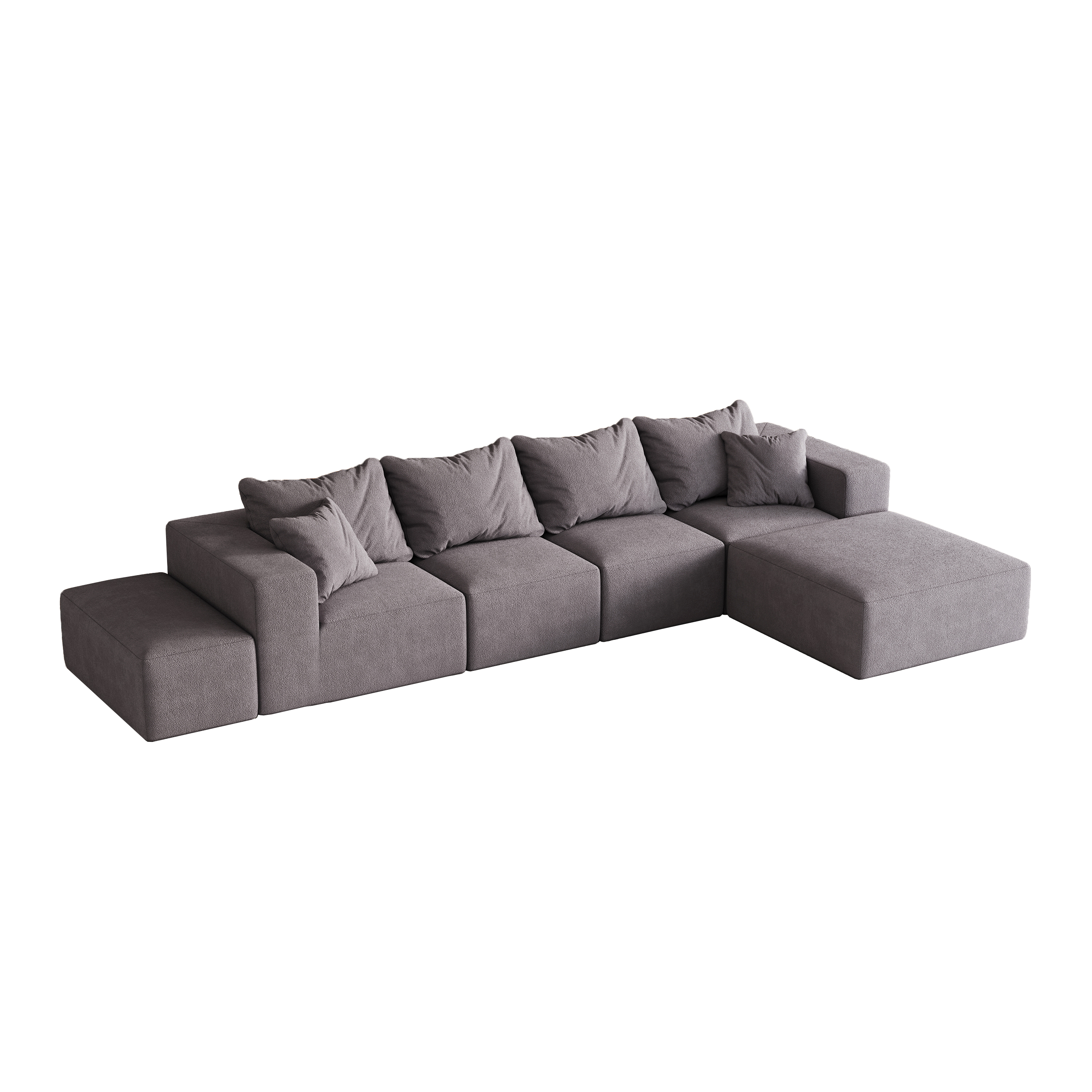Modern Upholstered Sectional Boneless Couch Set,Modular 132' L Shaped Sectional Living Room Sofa Set With 6 Pillows,Free Combination Sofa Couch for Living Room,Bedroom