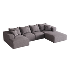 Modern Upholstered Sectional Boneless Couch Set,Modular 132' L Shaped Sectional Living Room Sofa Set With 6 Pillows,Free Combination Sofa Couch for Living Room,Bedroom