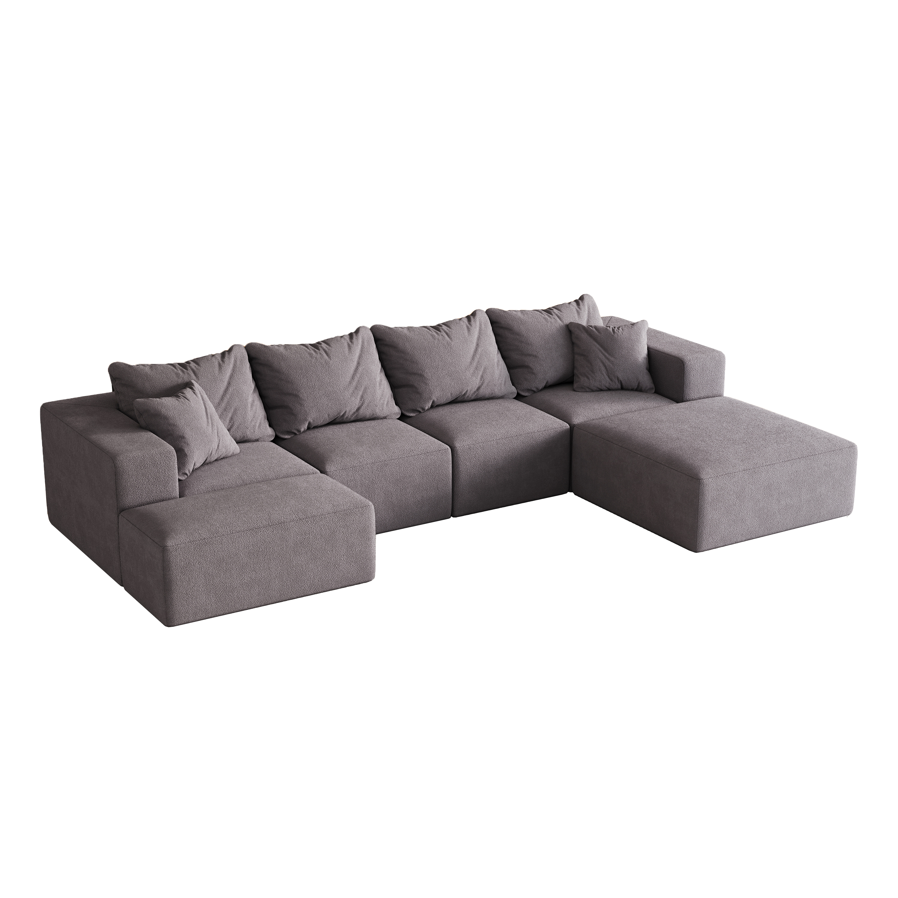 Modern Upholstered Sectional Boneless Couch Set,Modular 132' L Shaped Sectional Living Room Sofa Set With 6 Pillows,Free Combination Sofa Couch for Living Room,Bedroom