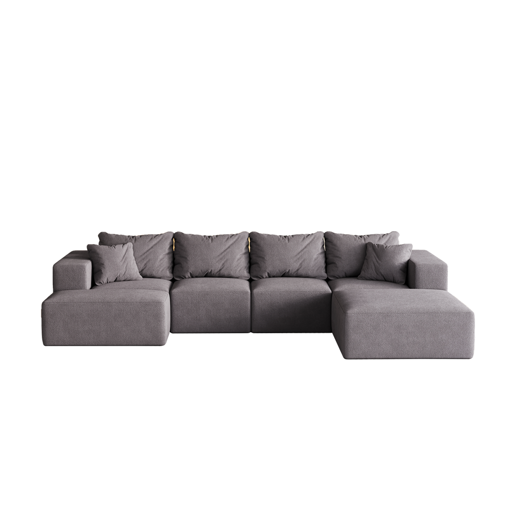 Modern Upholstered Sectional Boneless Couch Set,Modular 132' L Shaped Sectional Living Room Sofa Set With 6 Pillows,Free Combination Sofa Couch for Living Room,Bedroom