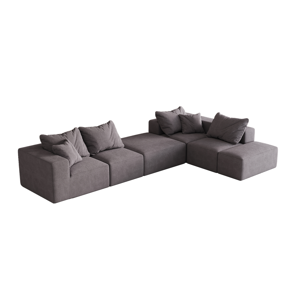 Modern Upholstered Sectional Boneless Couch Set,Modular 132' L Shaped Sectional Living Room Sofa Set With 6 Pillows,Free Combination Sofa Couch for Living Room,Bedroom