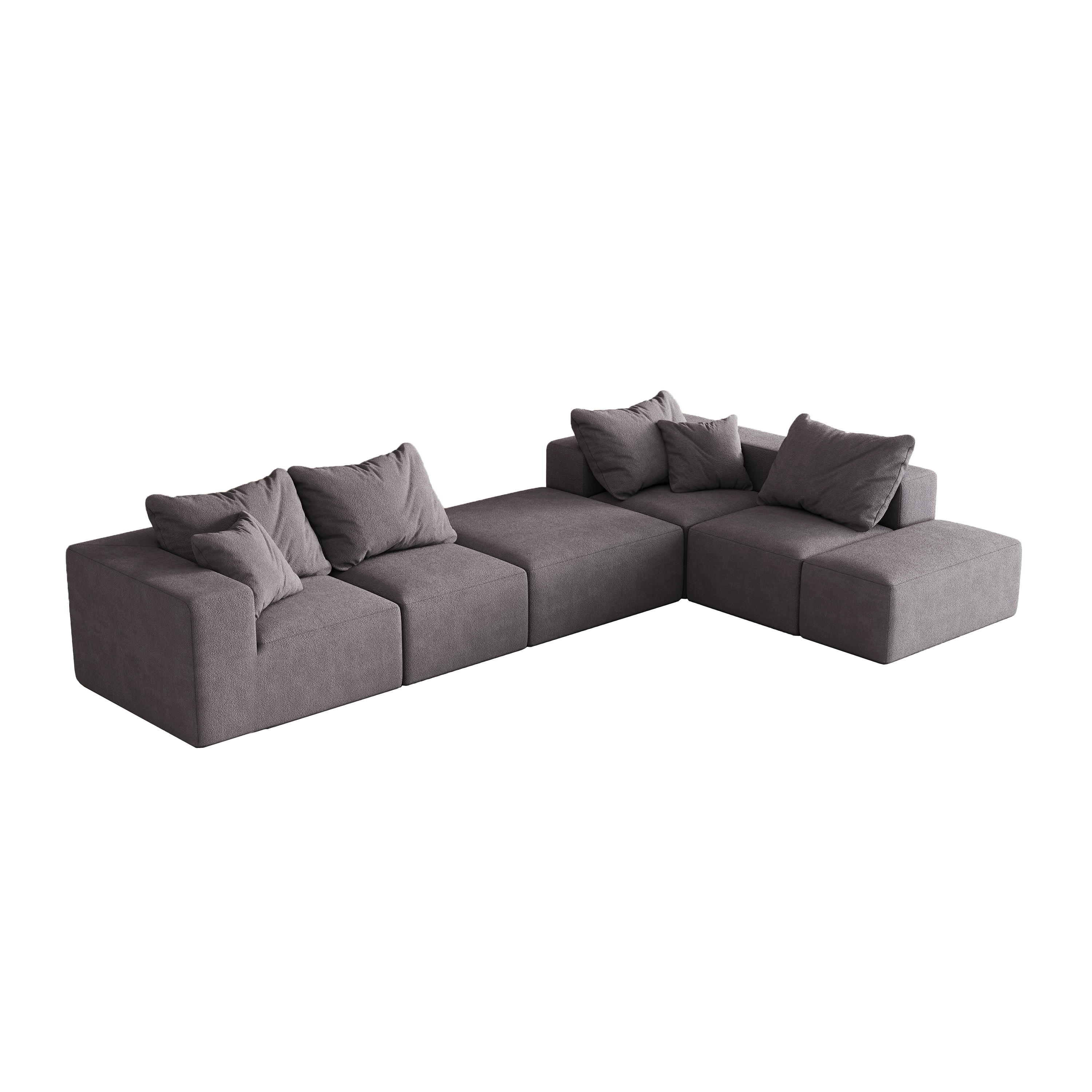 Modern Upholstered Sectional Boneless Couch Set,Modular 132' L Shaped Sectional Living Room Sofa Set With 6 Pillows,Free Combination Sofa Couch for Living Room,Bedroom