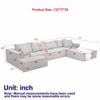 Modern Upholstered Sectional Boneless Couch Set,Modular 132' L Shaped Sectional Living Room Sofa Set With 6 Pillows,Free Combination Sofa Couch for Living Room,Bedroom