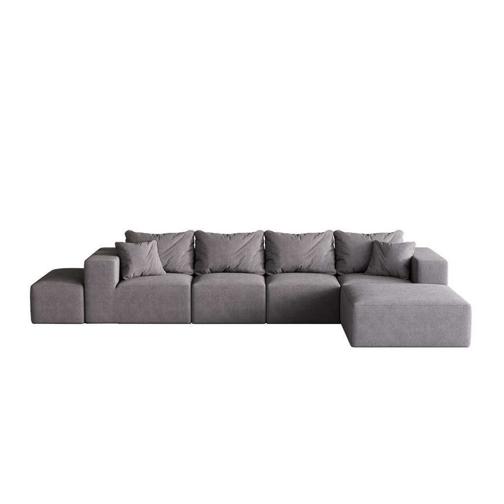 Modern Upholstered Sectional Boneless Couch Set,Modular 132' L Shaped Sectional Living Room Sofa Set With 6 Pillows,Free Combination Sofa Couch for Living Room,Bedroom
