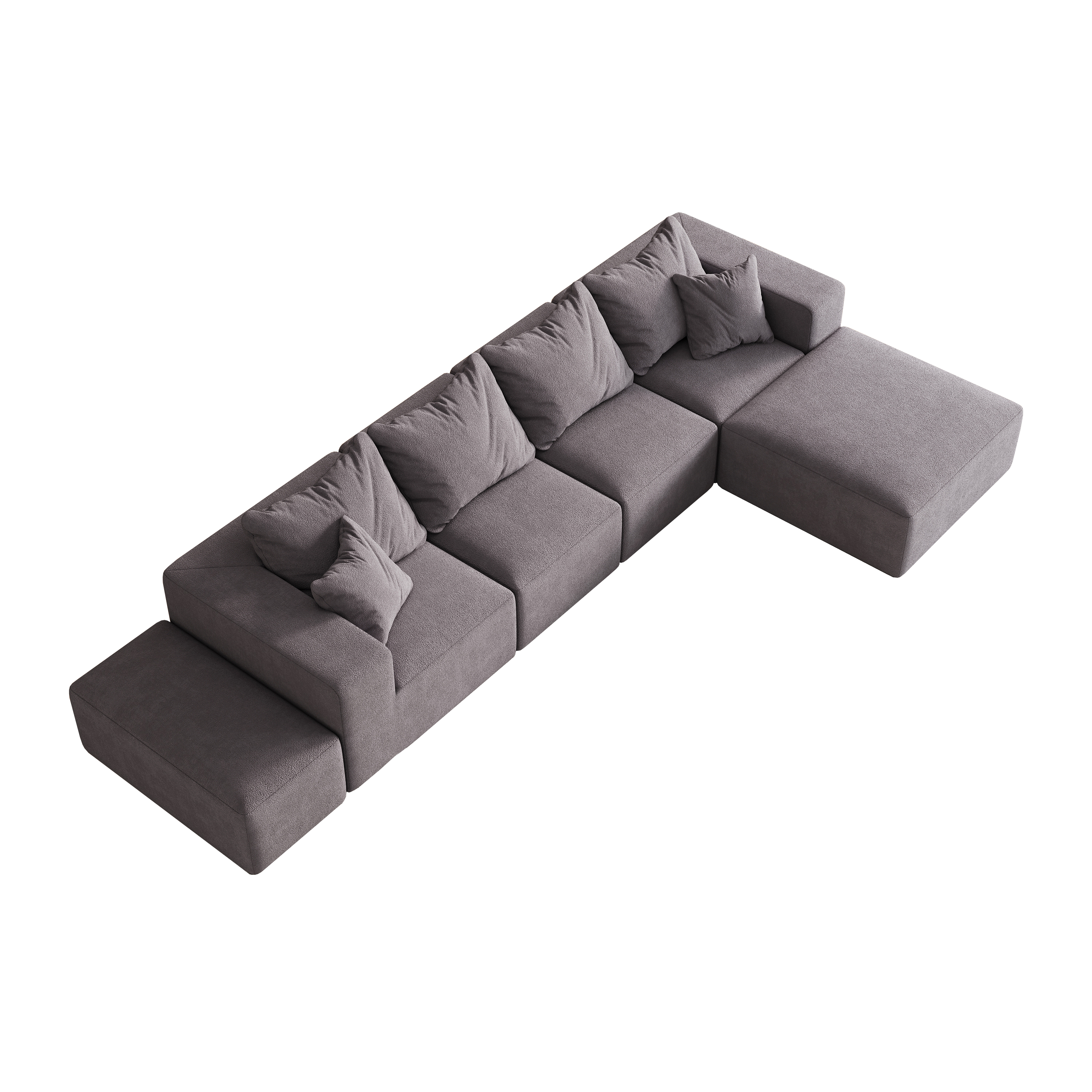 Modern Upholstered Sectional Boneless Couch Set,Modular 132' L Shaped Sectional Living Room Sofa Set With 6 Pillows,Free Combination Sofa Couch for Living Room,Bedroom