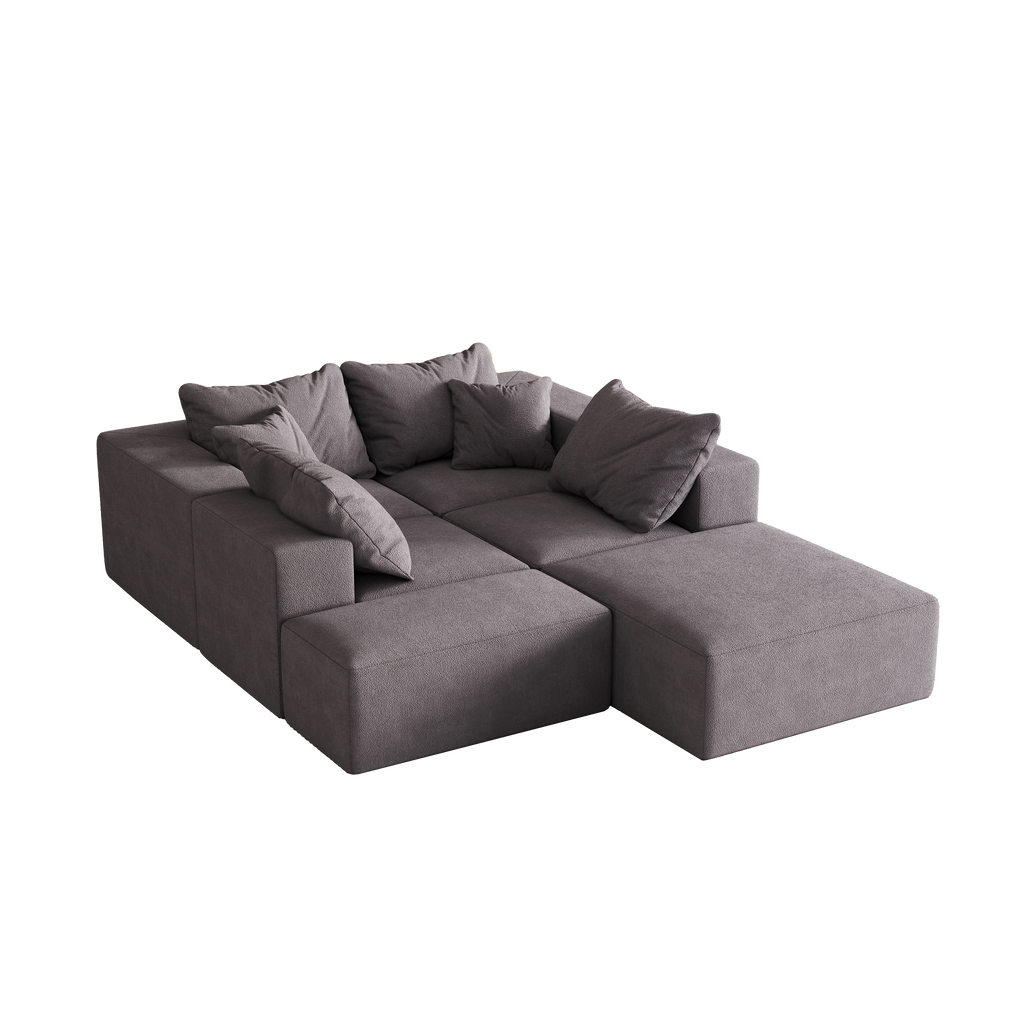 Modern Upholstered Sectional Boneless Couch Set,Modular 132' L Shaped Sectional Living Room Sofa Set With 6 Pillows,Free Combination Sofa Couch for Living Room,Bedroom