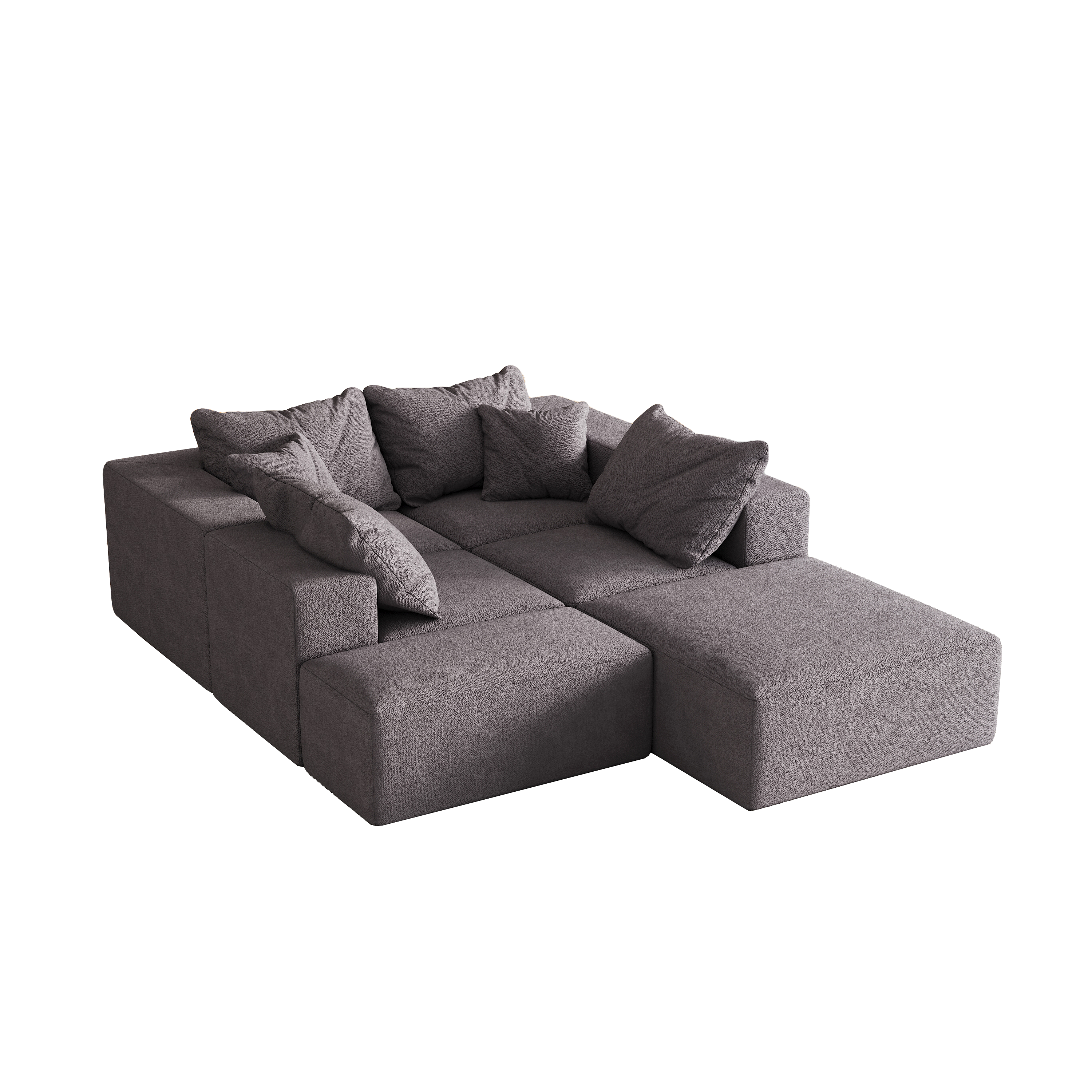 Modern Upholstered Sectional Boneless Couch Set,Modular 132' L Shaped Sectional Living Room Sofa Set With 6 Pillows,Free Combination Sofa Couch for Living Room,Bedroom