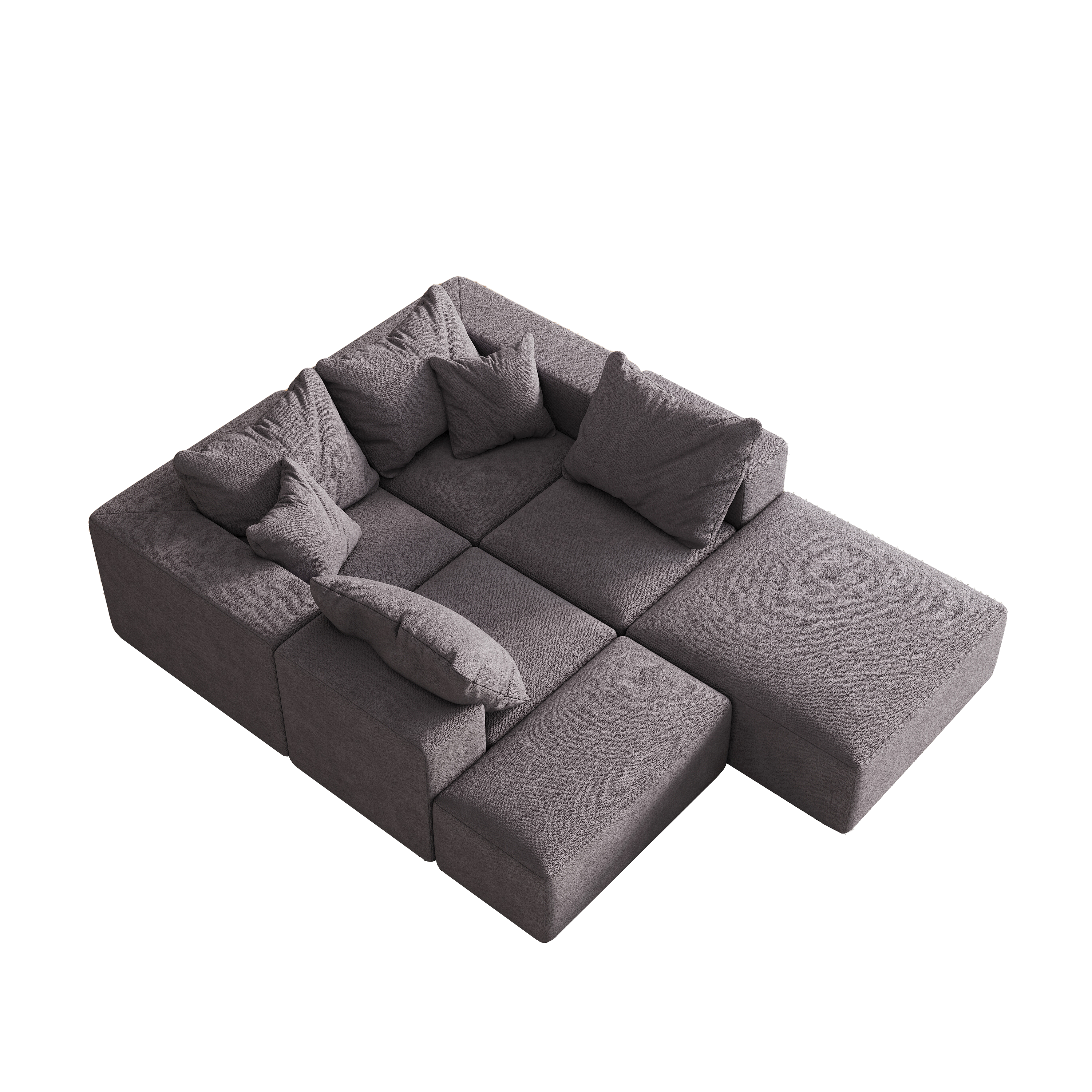 Modern Upholstered Sectional Boneless Couch Set,Modular 132' L Shaped Sectional Living Room Sofa Set With 6 Pillows,Free Combination Sofa Couch for Living Room,Bedroom
