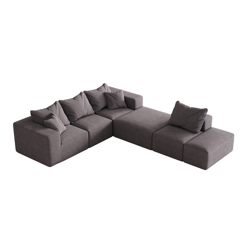Modern Upholstered Sectional Boneless Couch Set,Modular 132' L Shaped Sectional Living Room Sofa Set With 6 Pillows,Free Combination Sofa Couch for Living Room,Bedroom