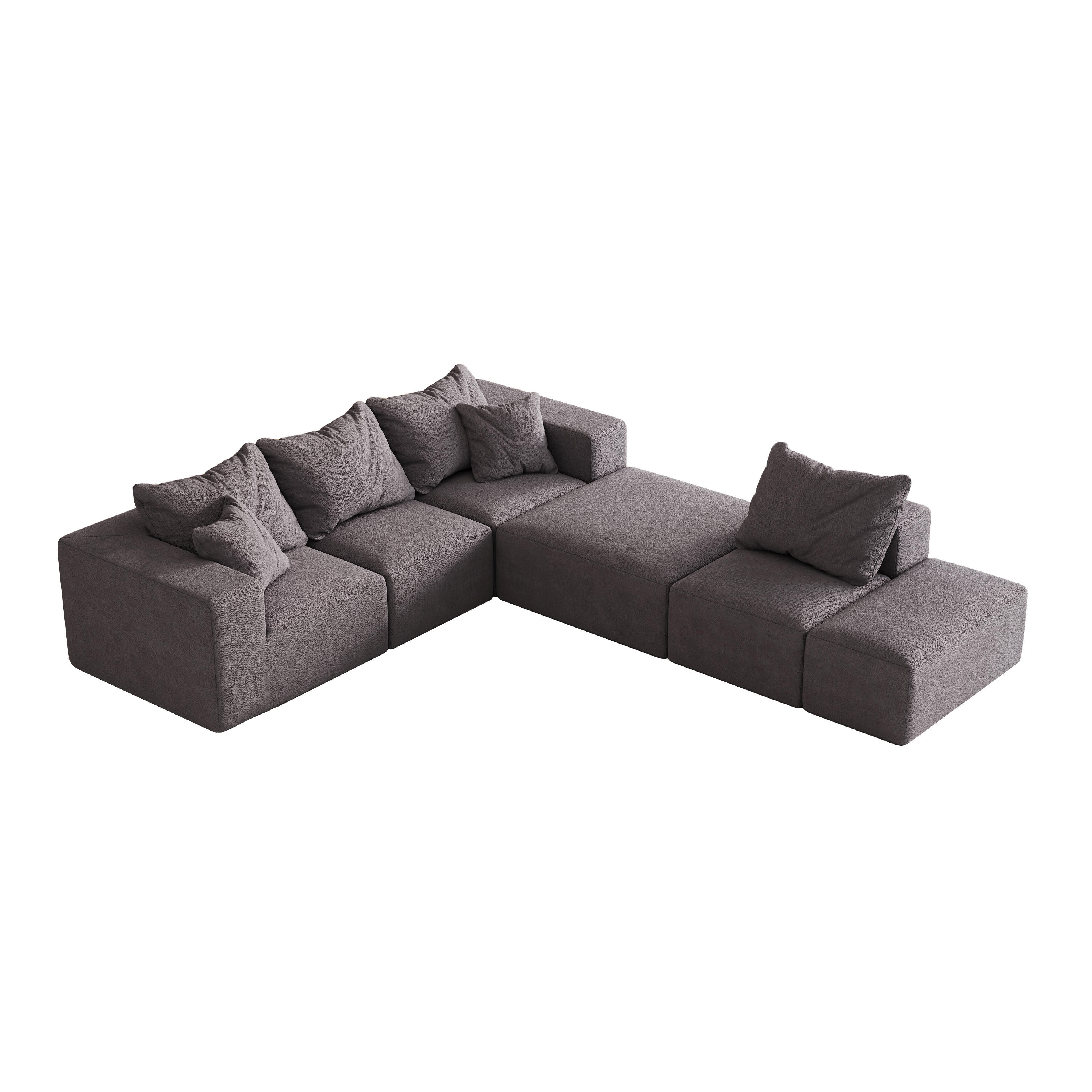 Modern Upholstered Sectional Boneless Couch Set,Modular 132' L Shaped Sectional Living Room Sofa Set With 6 Pillows,Free Combination Sofa Couch for Living Room,Bedroom