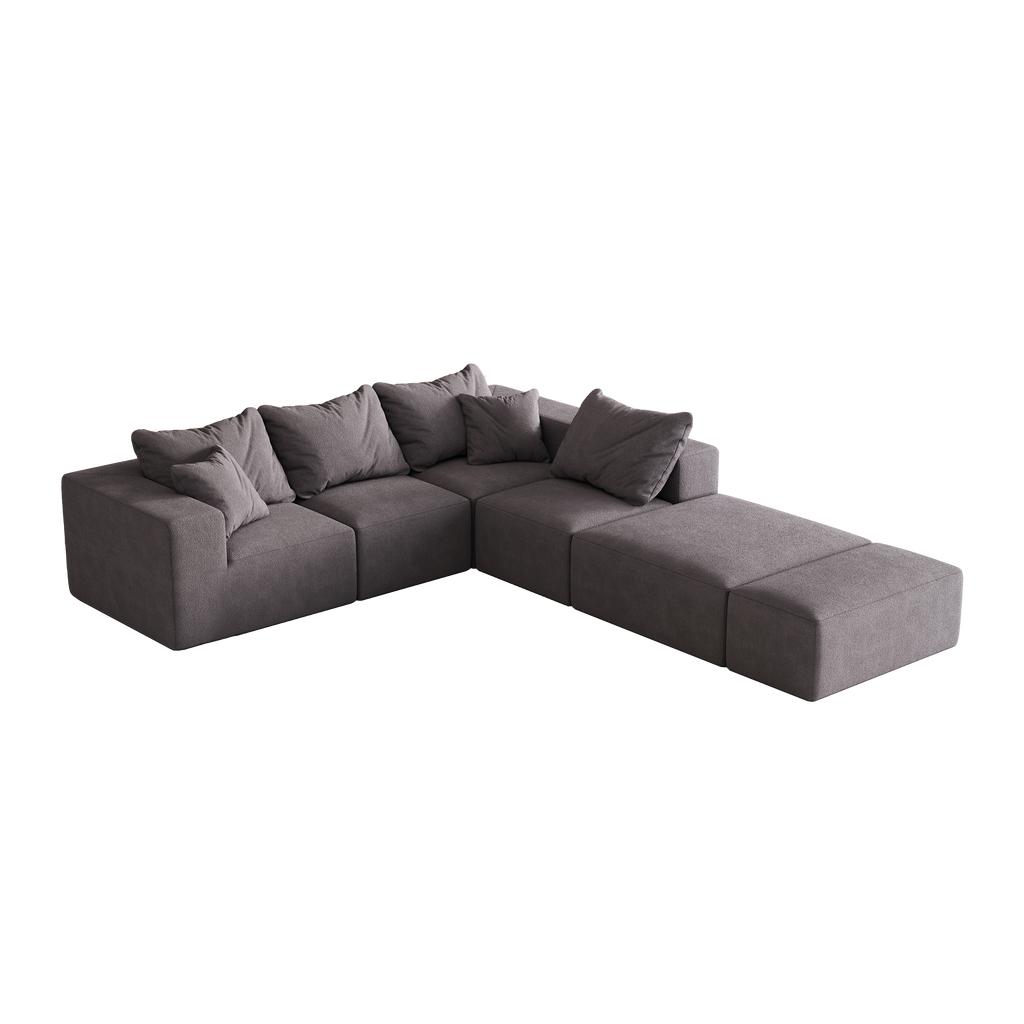 Modern Upholstered Sectional Boneless Couch Set,Modular 132' L Shaped Sectional Living Room Sofa Set With 6 Pillows,Free Combination Sofa Couch for Living Room,Bedroom