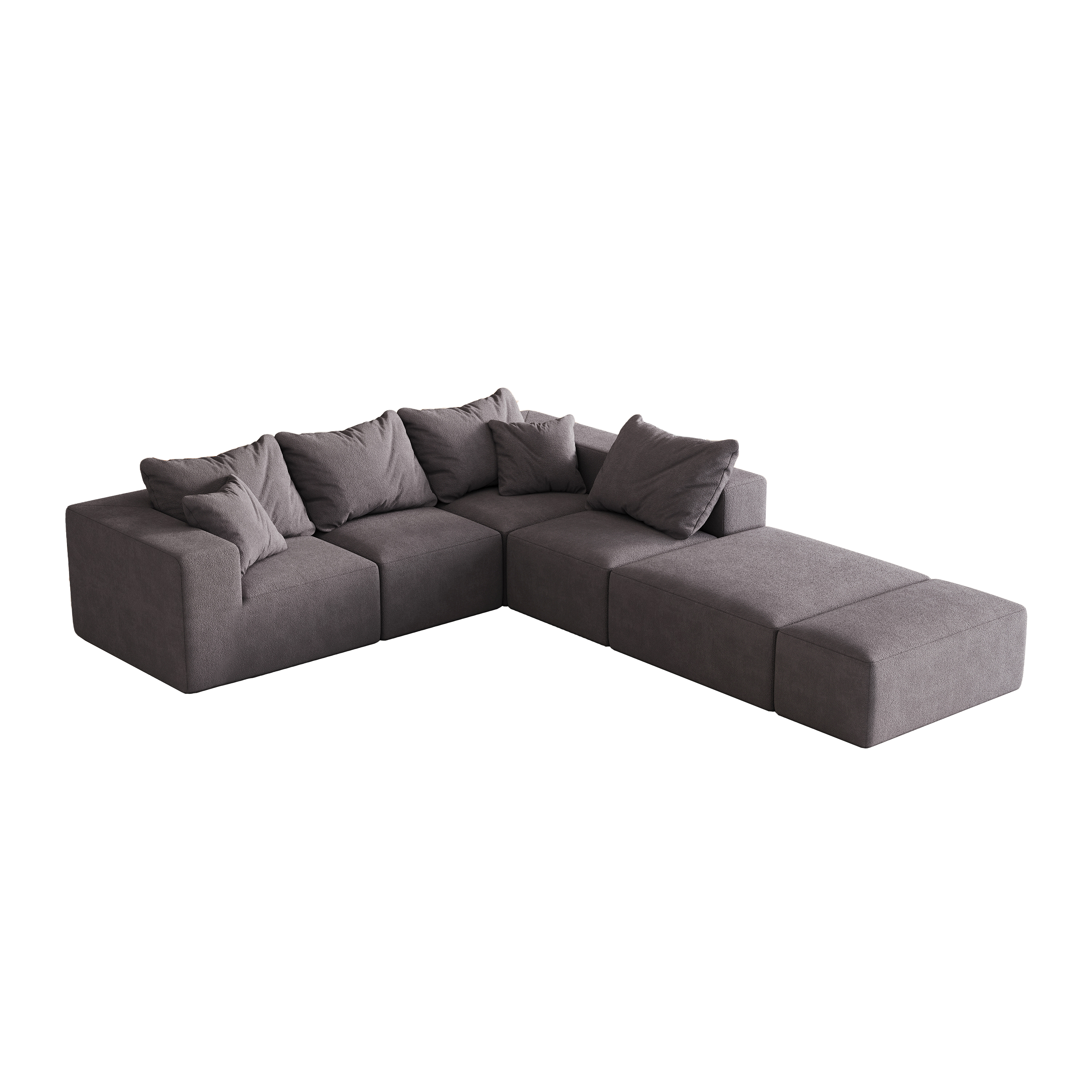 Modern Upholstered Sectional Boneless Couch Set,Modular 132' L Shaped Sectional Living Room Sofa Set With 6 Pillows,Free Combination Sofa Couch for Living Room,Bedroom