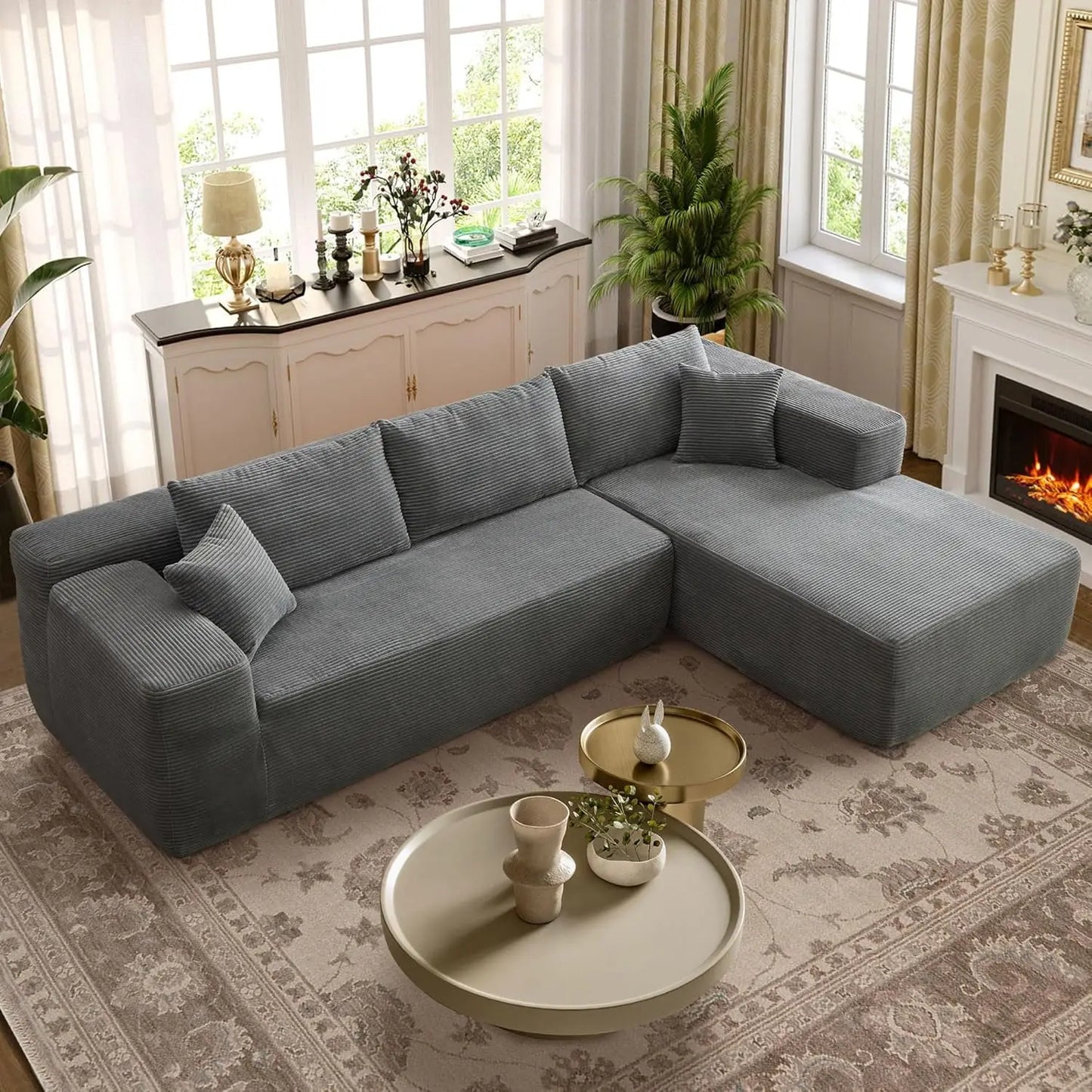Modular Sectional Sofa, L-Shape Cloud Sofa, Free Combination Deep Seat Corner Couch, Contemporary Living Room
