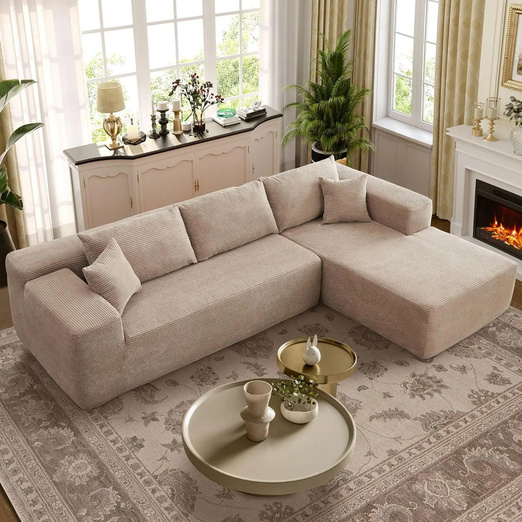 Modular Sectional Sofa, L-Shape Cloud Sofa, Free Combination Deep Seat Corner Couch, Contemporary Living Room