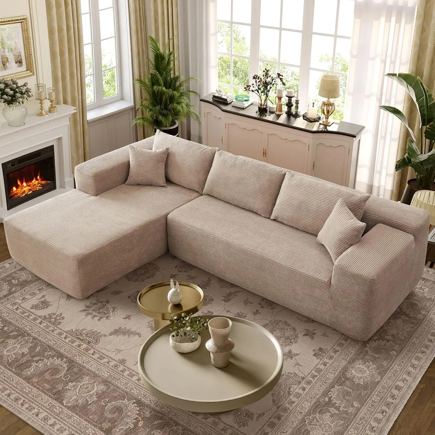Modular Sectional Sofa, L-Shape Cloud Sofa, Free Combination Deep Seat Corner Couch, Contemporary Living Room