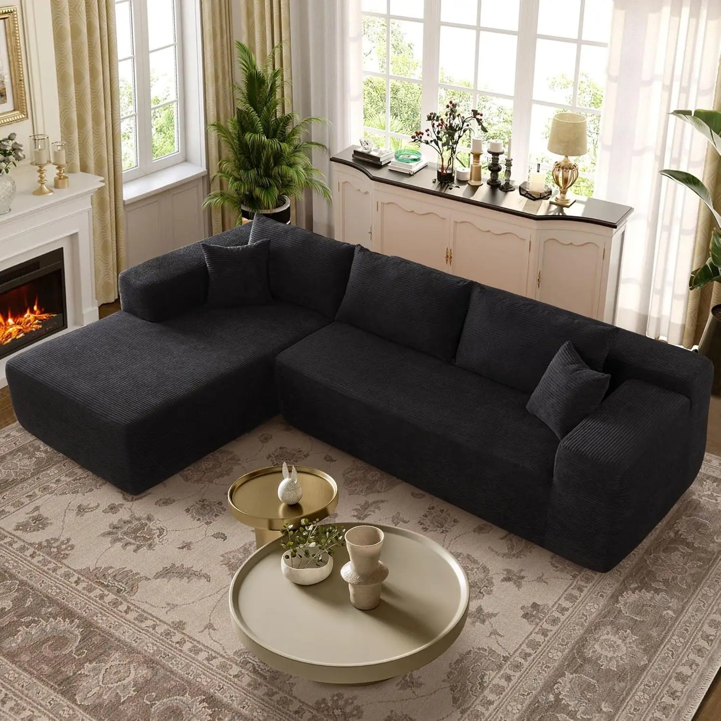 Modular Sectional Sofa, L-Shape Cloud Sofa, Free Combination Deep Seat Corner Couch, Contemporary Living Room