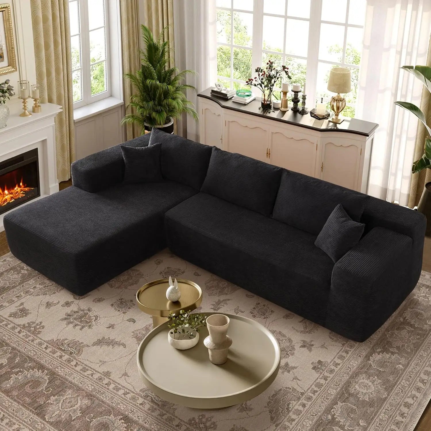 Modular Sectional Sofa, L-Shape Cloud Sofa, Free Combination Deep Seat Corner Couch, Contemporary Living Room