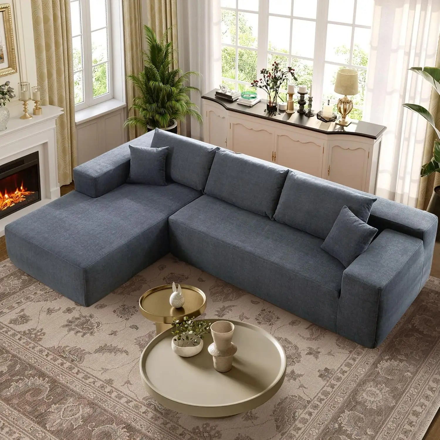 Modular Sectional Sofa, L-Shape Cloud Sofa, Free Combination Deep Seat Corner Couch, Contemporary Living Room