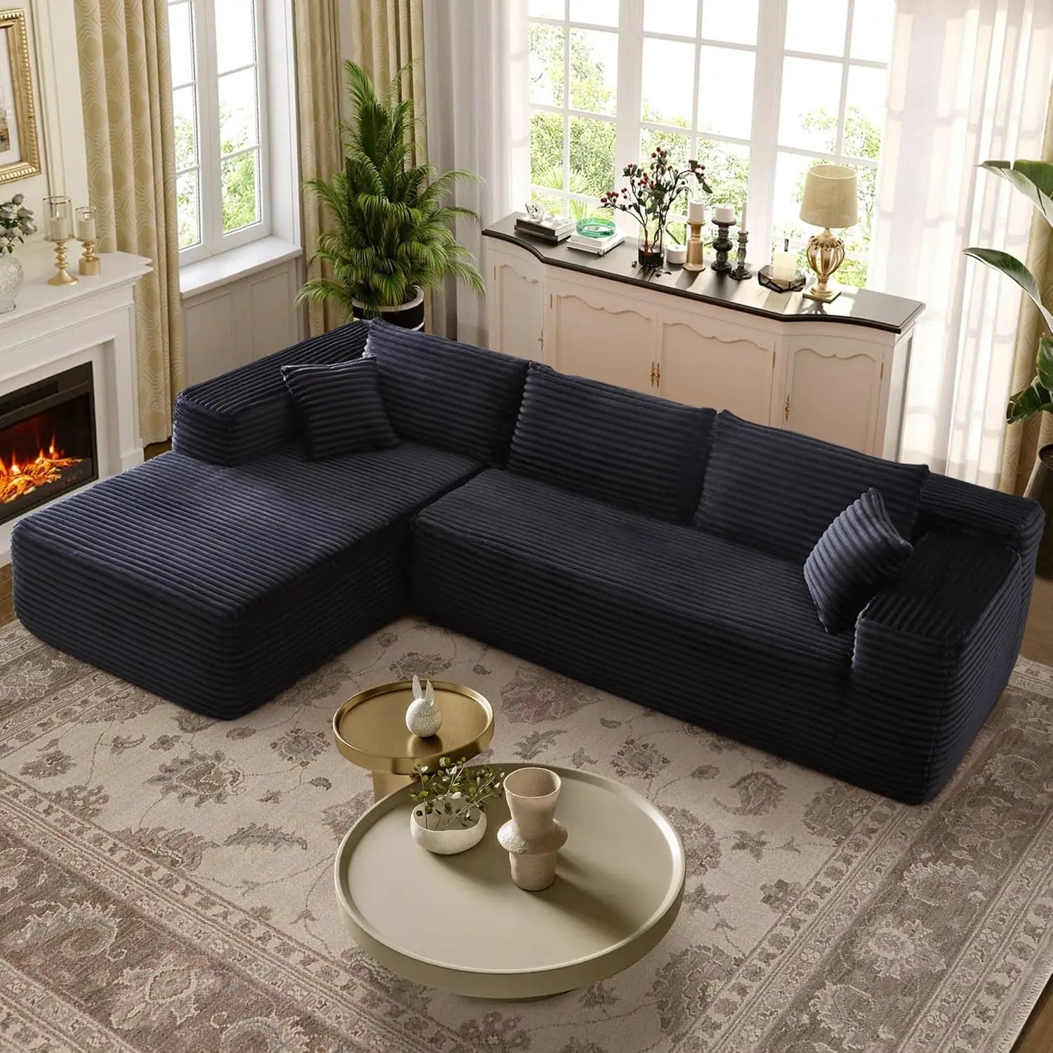Modular Sectional Sofa, L-Shape Cloud Sofa, Free Combination Deep Seat Corner Couch, Contemporary Living Room