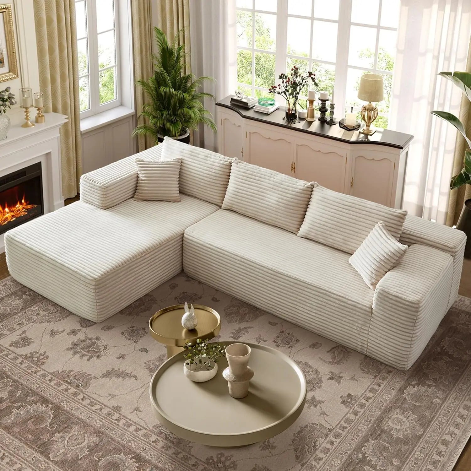 Modular Sectional Sofa, L-Shape Cloud Sofa, Free Combination Deep Seat Corner Couch, Contemporary Living Room