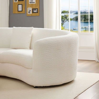 Monroe Curved Mid-Century Modern Sofa | 4-Seater | Beige