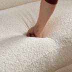 Monroe Curved Mid-Century Modern Sofa | 4-Seater | Beige