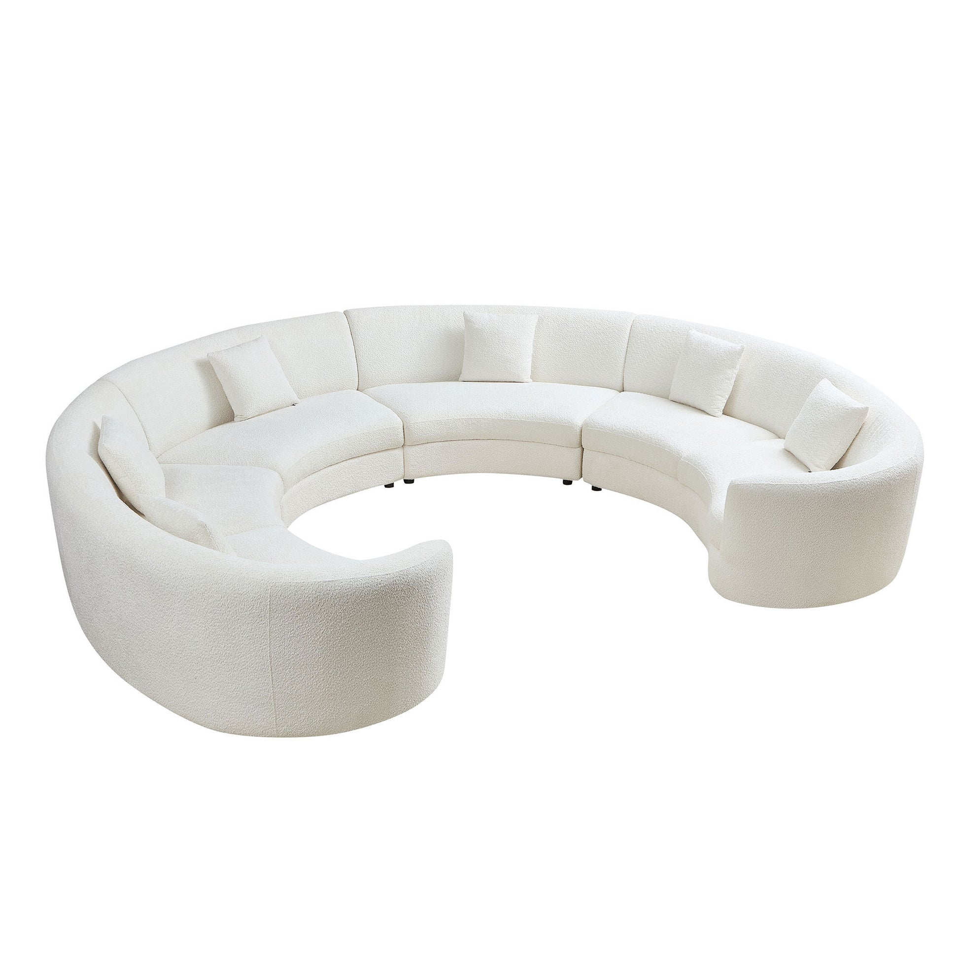 Mid-Century Modern Beige Sectional Sofa, Free Combination Modular Couch for Living Room 6 Seat