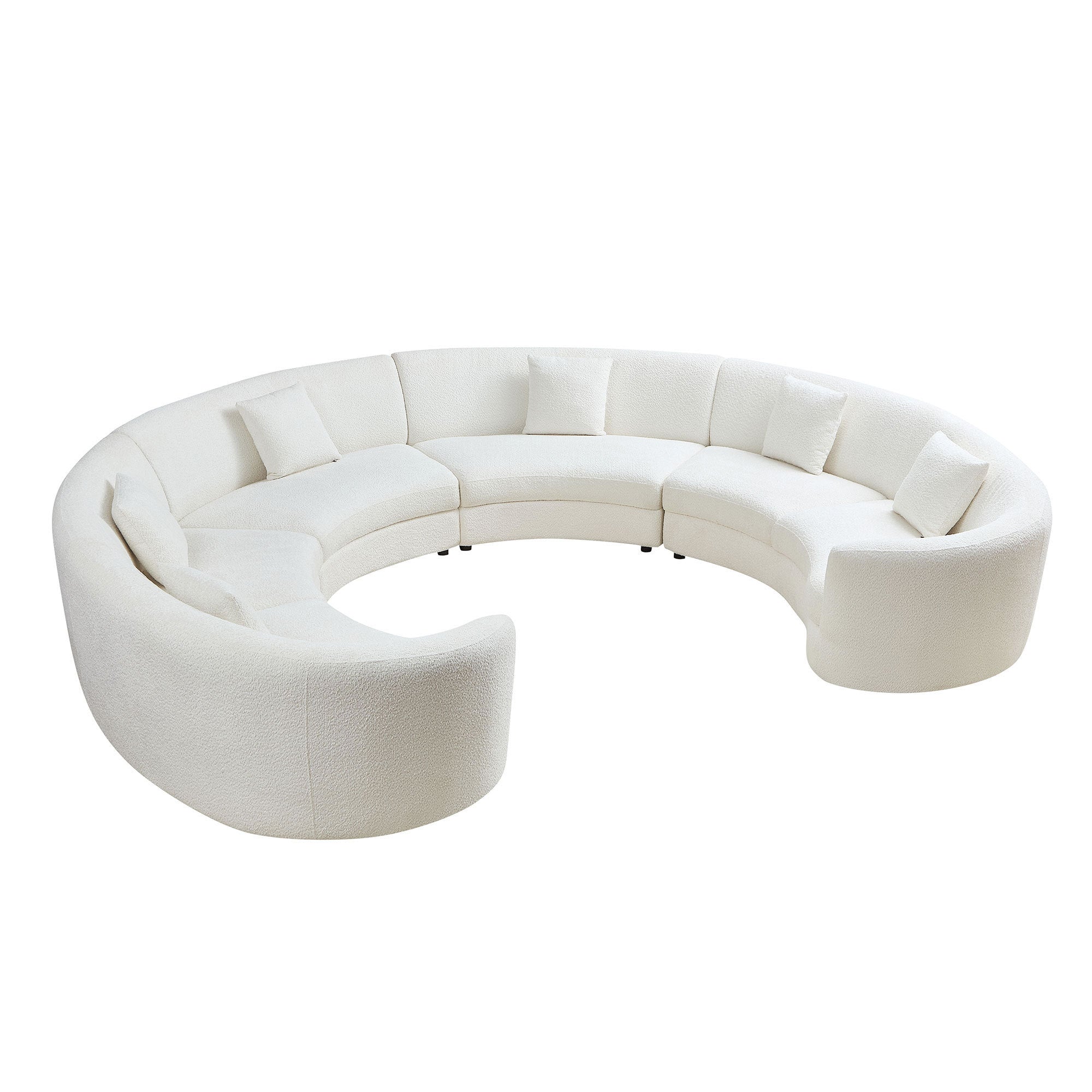 Mid-Century Modern Beige Sectional Sofa, Free Combination Modular Couch for Living Room 6 Seat