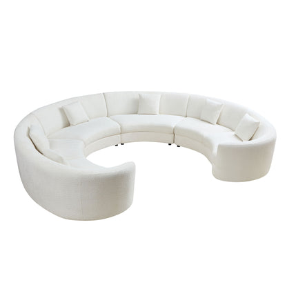 Mid-Century Modern Beige Sectional Sofa, Free Combination Modular Couch for Living Room 6 Seat