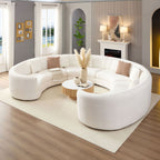 Mid-Century Modern Beige Sectional Sofa, Free Combination Modular Couch for Living Room 6 Seat