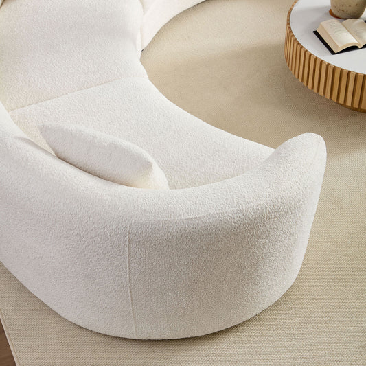 Monroe Curved Mid-Century Modern Sofa | 4-Seater | Beige