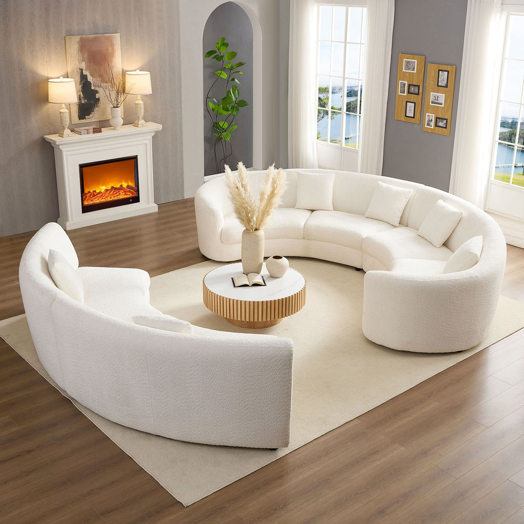 Mid-Century Modern Beige Sectional Sofa, Free Combination Modular Couch for Living Room 6 Seat