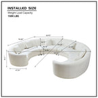 Mid-Century Modern Beige Sectional Sofa, Free Combination Modular Couch for Living Room 6 Seat