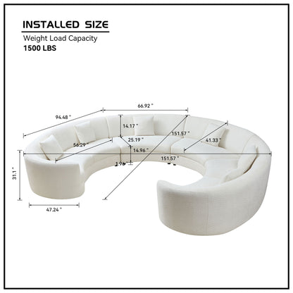 Mid-Century Modern Beige Sectional Sofa, Free Combination Modular Couch for Living Room 6 Seat