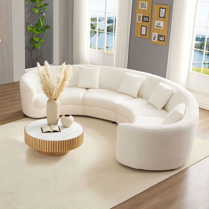 Monroe Curved Mid-Century Modern Sofa | 4-Seater | Beige