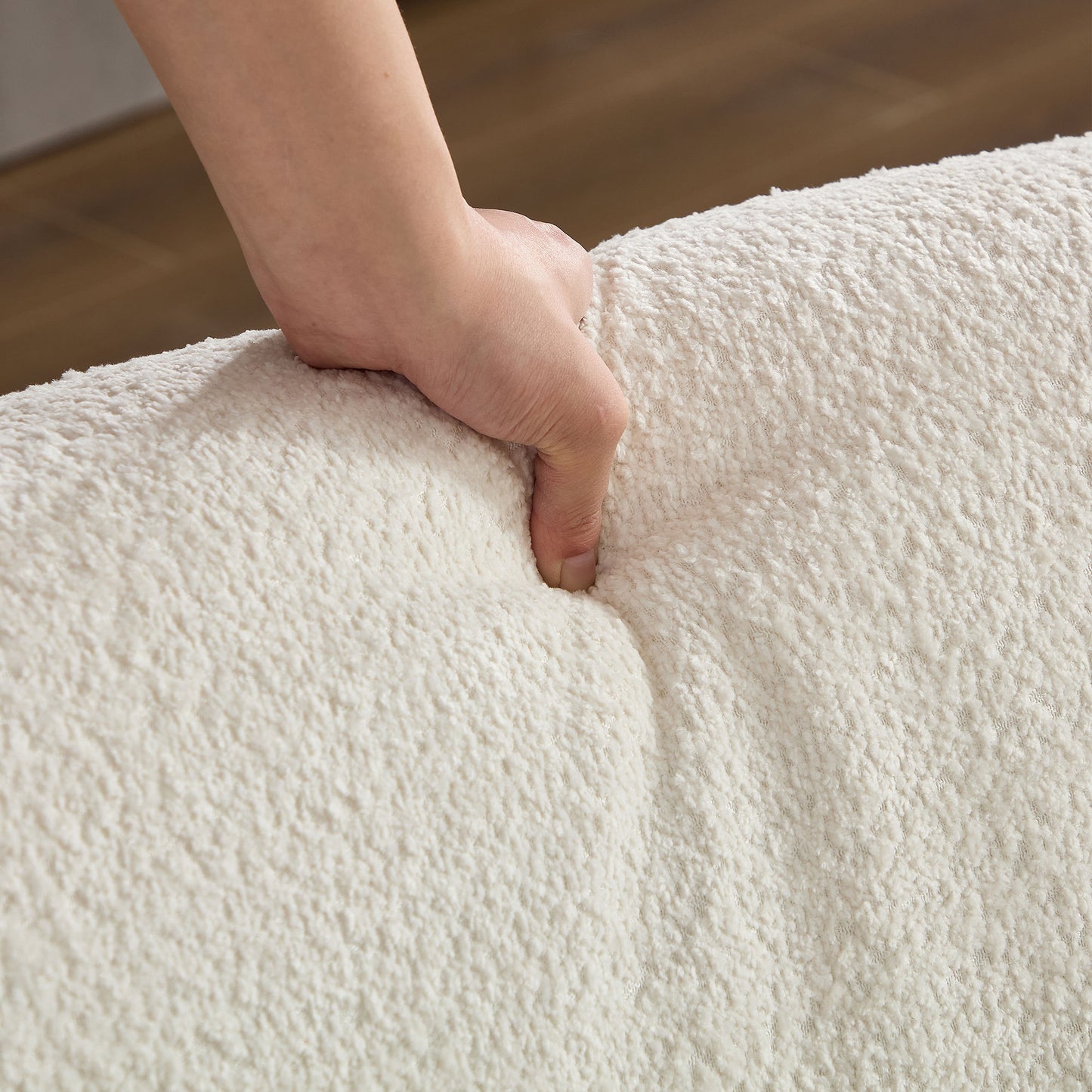 Monroe Curved Mid-Century Modern Sofa | 4-Seater | Beige